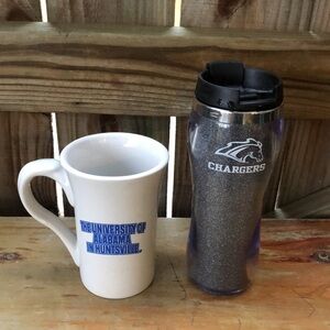 2 Pieces University of AL in Huntsville Mug & Chargers Silver Glitter Tumbler